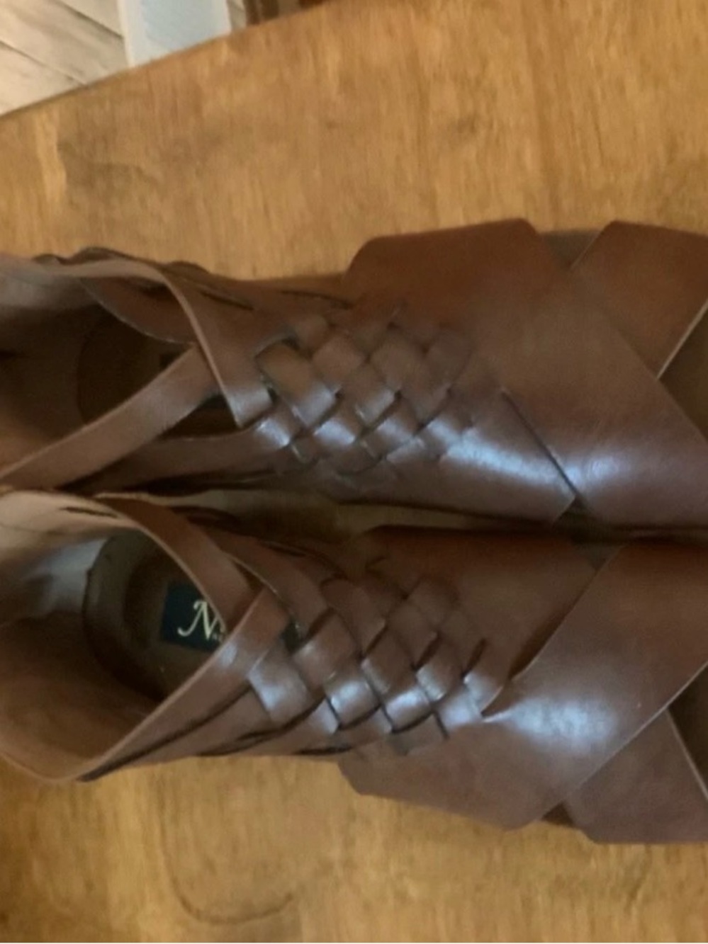Natural Reflections Brown Woven Leather Sandals